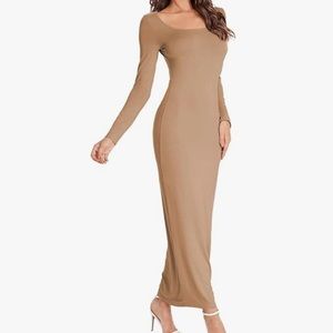 Tan long sleeve maxi dress